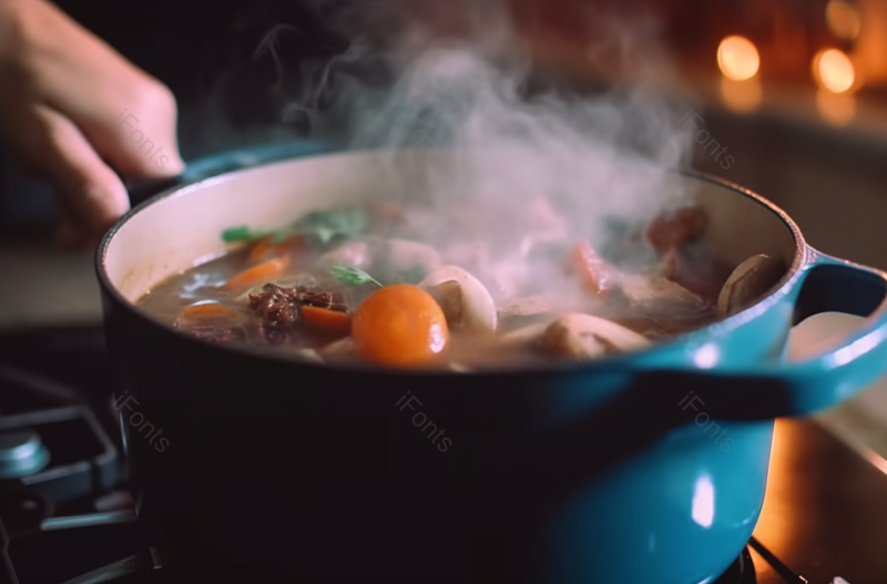 炉上青铁锅蒸炖诱人美食摄影实拍,高清,摄影图,摄影图片,图片大全,摄影图免费下载